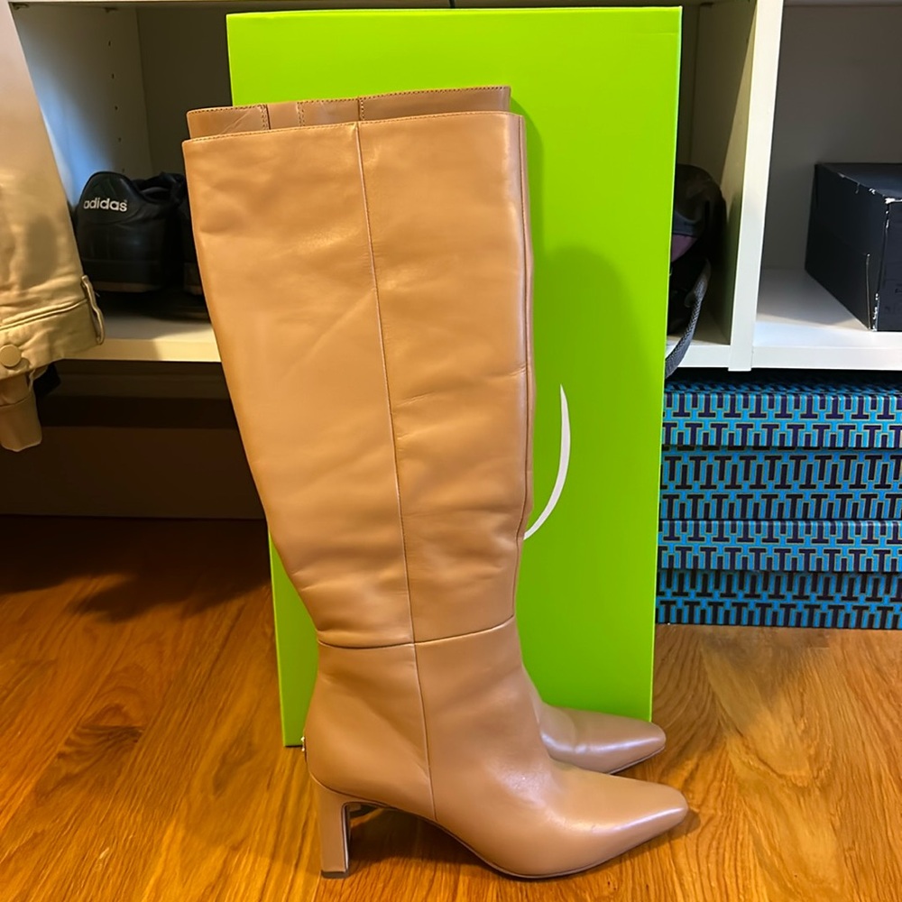 Sam Edelman Women's Sylvia Knee High Boot, Luxe Tan Wide Calf, 7.5